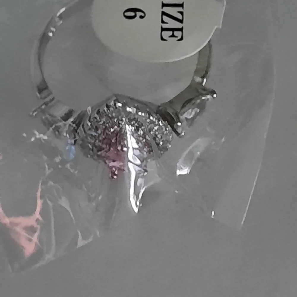 3ct Pink/White Water Drop CZ Ring 925 Silver - Picture 3 of 3